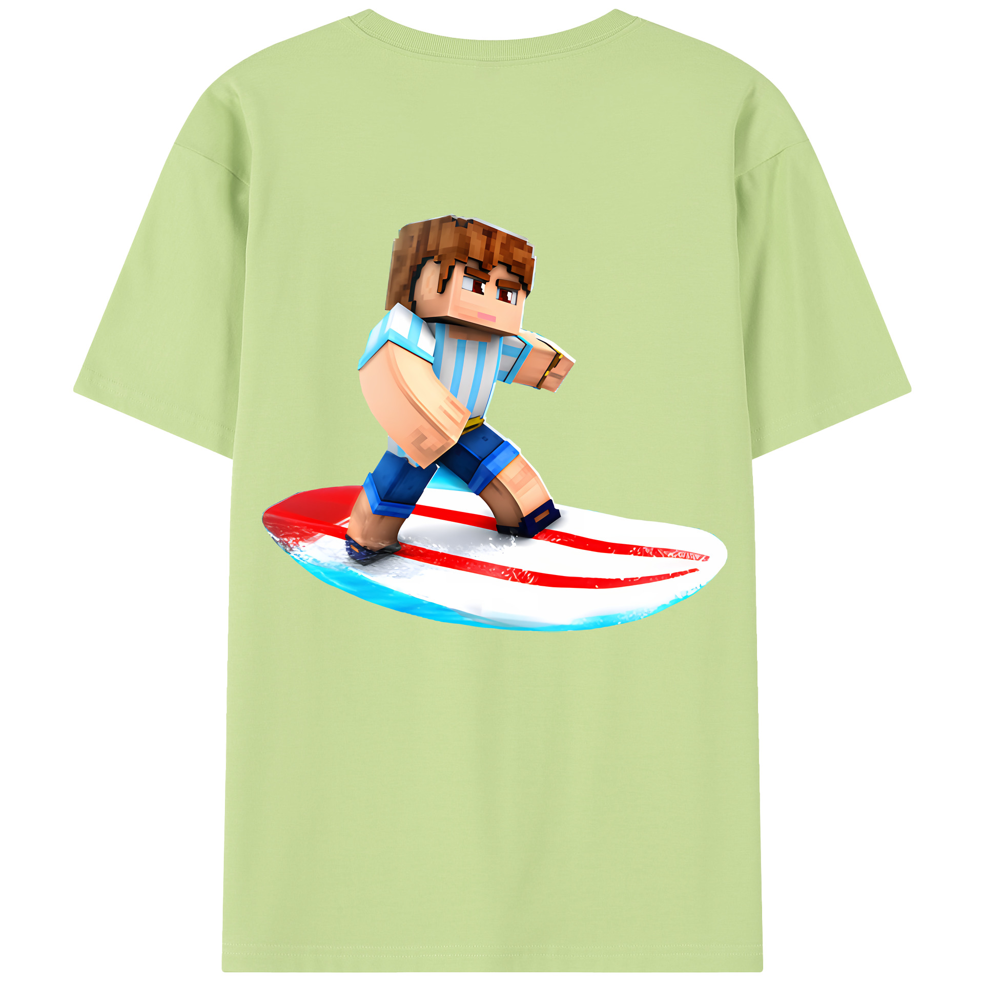 （画像用） マインクラフト ブロックの世界 Minecraft MC Block world 綿100％半袖Tシャツ（背面プリント）